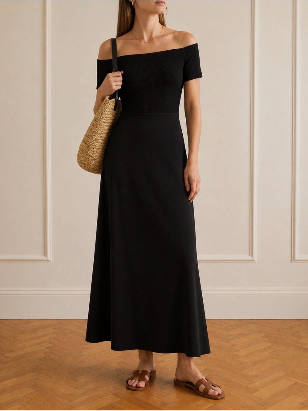 Favorite Daughter | The Genevieve Dress | Black Off-Shoulder Dress | S